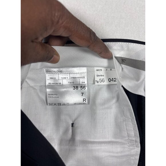 Canali Mens Black Flat-Front Dress Pants38x30.5 - Picture 8 of 10